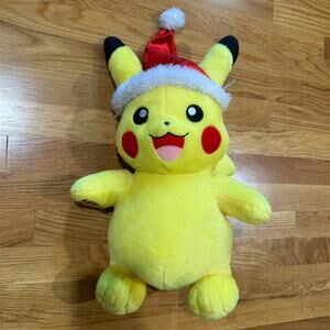 RARE Pokemon Pikachu Plush 16" Christmas Hat Build-A-Bear Retired Yellow